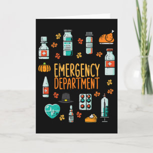 Thanksgiving Nurse Emergency Department Fall Scrub Card