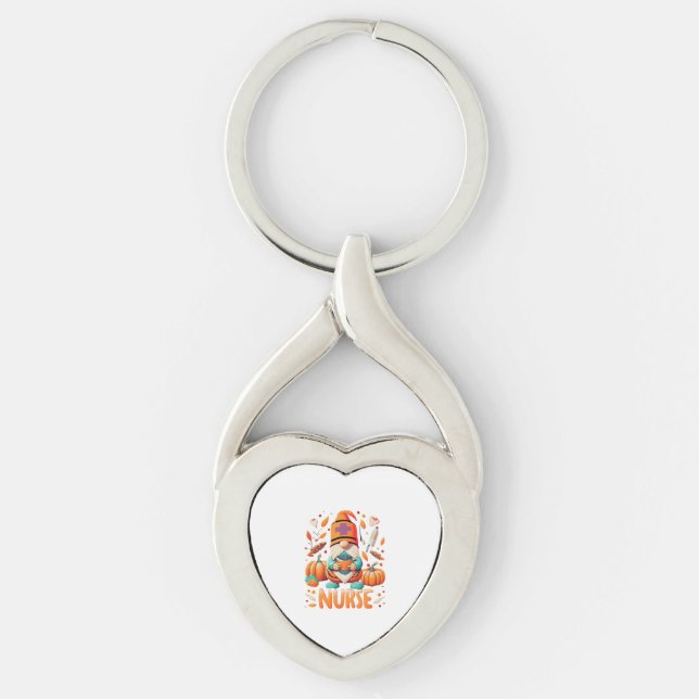Thanksgiving Nurse Gnomes Fall Scrub Key Ring (Front)