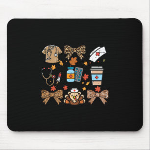 Thanksgiving Nurse Medical Tool Leopard Fall Scrub Mouse Pad