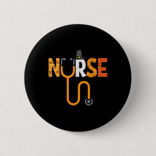 Thanksgiving Nurse Stethoscope Nursing Fall Scrub  6 Cm Round Badge
