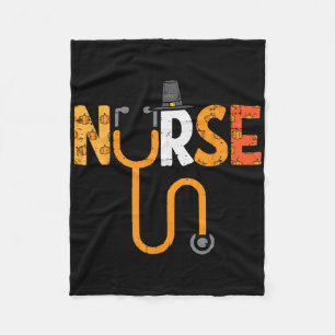 Thanksgiving Nurse Stethoscope Nursing Fall Scrub Fleece Blanket