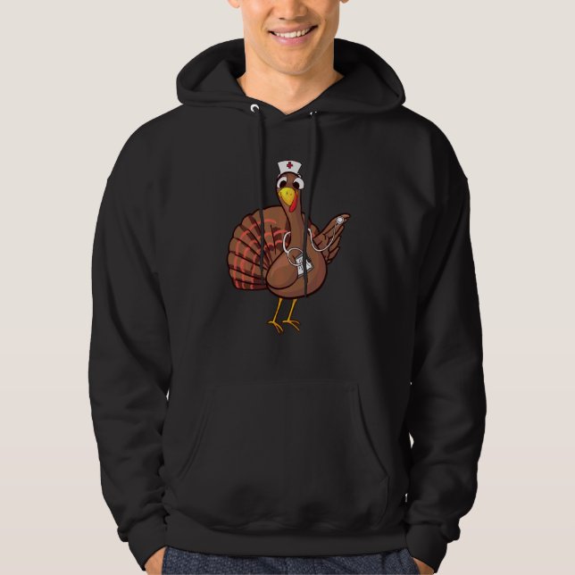 Thanksgiving Nurse Turkey Cool Funny Feast Day Hoodie (Front)