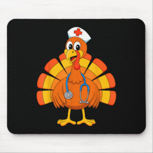 Thanksgiving Nurse Turkey Nurses Scrub Top Nursing Mouse Pad