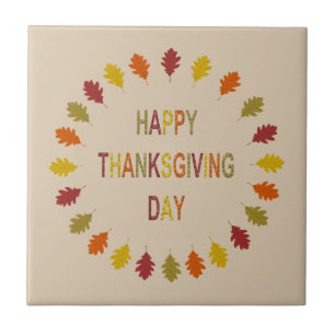 Thanksgiving Oak Leaves Ceramic Tile