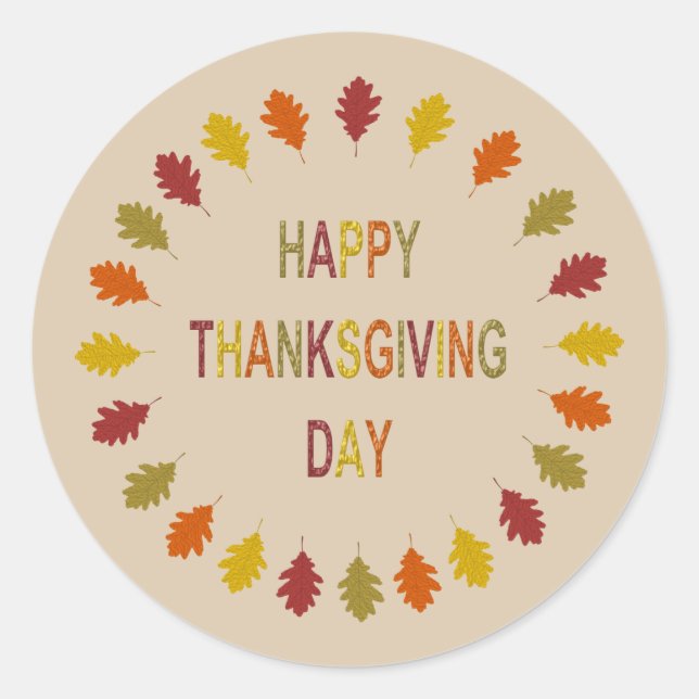 Thanksgiving Oak Leaves Classic Round Sticker (Front)
