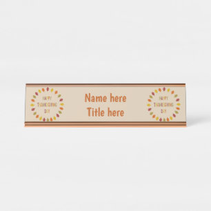Thanksgiving Oak Leaves Custom Desk Name Plate