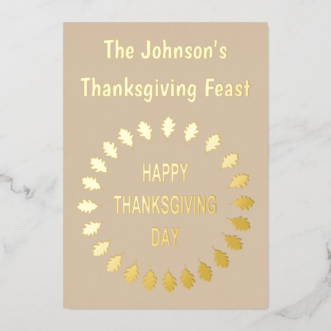 Thanksgiving Oak Leaves Custom Feast invite (Front)
