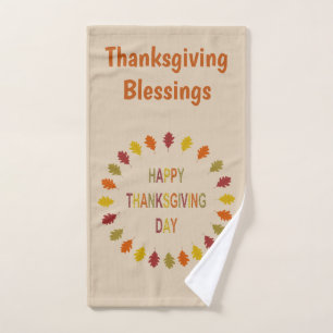Thanksgiving Oak Leaves Custom Hand Towel
