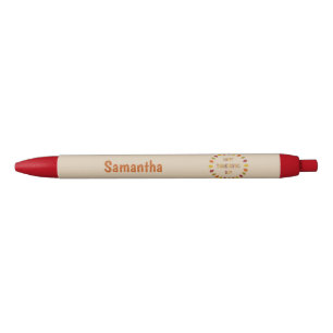 Thanksgiving Oak Leaves Custom Name Black Ink Pen