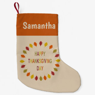 Thanksgiving Oak Leaves Custom Name Stocking