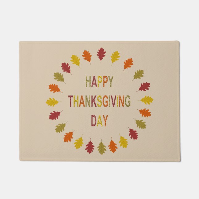 Thanksgiving Oak Leaves Doormat (Front)