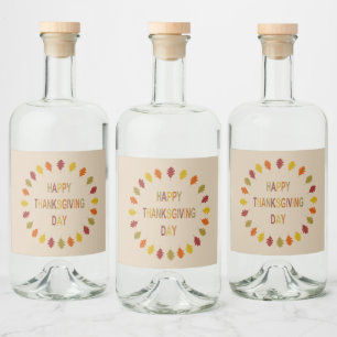 Thanksgiving Oak Leaves Liquor Bottle Label