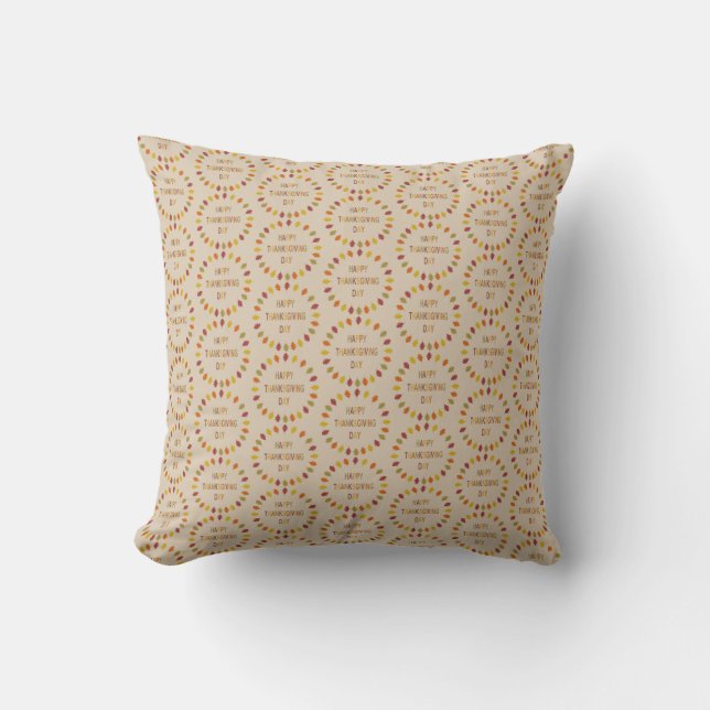Thanksgiving Oak Leaves Patterned Cushion (Front)