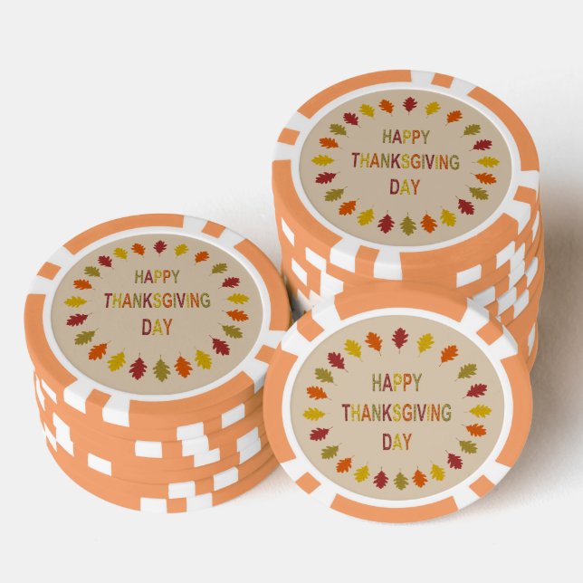 Thanksgiving Oak Leaves Poker Chips (Stack)
