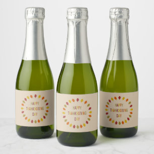 Thanksgiving Oak Leaves Sparkling Wine Label