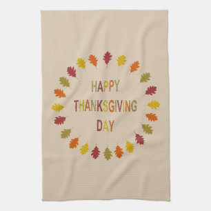 Thanksgiving Oak Leaves Tea Towel