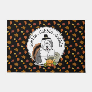 Thanksgiving Old English Sheepdog (Grey 1) Fun Doormat
