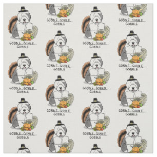 Thanksgiving Old English Sheepdog (Grey 1) Fun Fabric