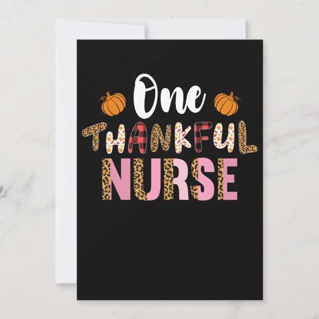 Thanksgiving One Thankful Nurse Leopard Fall Groov Invitation (Front)