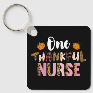Thanksgiving One Thankful Nurse Leopard Fall Groov Key Ring