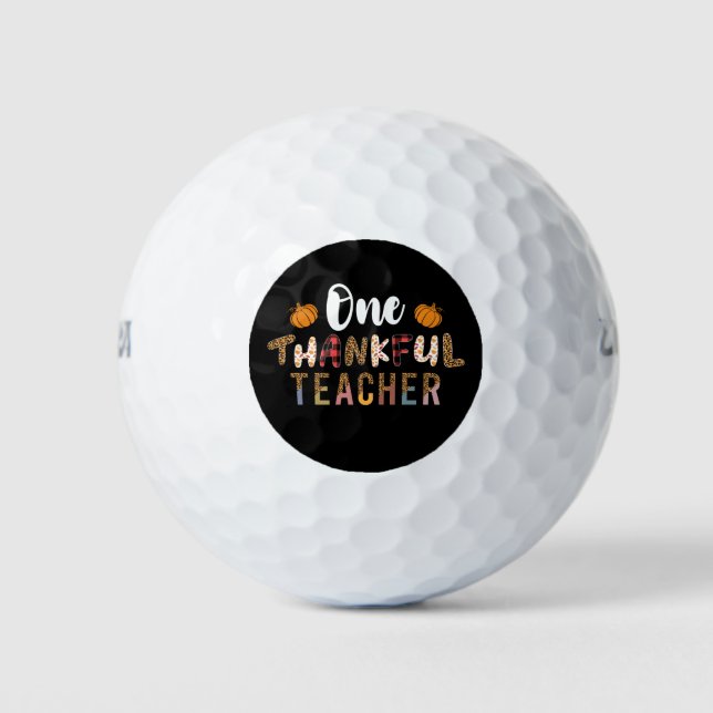Thanksgiving One Thankful Teacher Leopard Fall Gro Golf Balls (Front)
