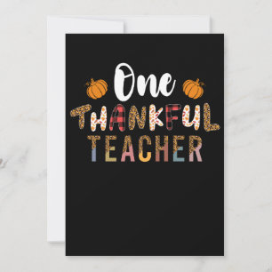 Thanksgiving One Thankful Teacher Leopard Fall Gro Invitation