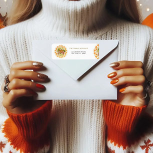 Thanksgiving Orange Bohemian Mandala Autumn Leaves Return Address Label
