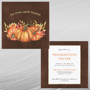 Thanksgiving Orange Pumpkins Floral Invitation