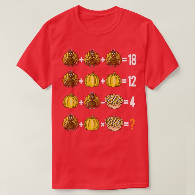 Thanksgiving Order of Operations Quiz Math Teacher T-Shirt (Design Front)
