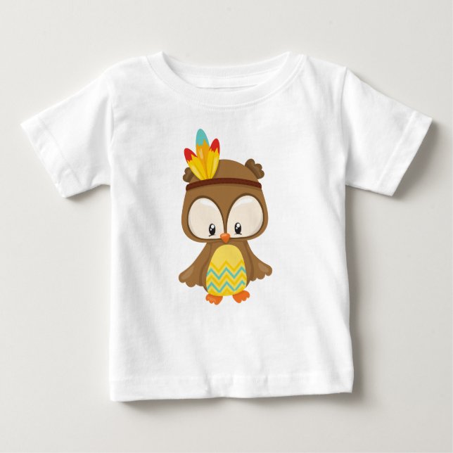 Thanksgiving Owl, Brown Owl, Cute Owl, Feathers Baby T-Shirt (Front)