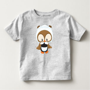 Thanksgiving Owl, Brown Owl, Pilgrim Bonnet Toddler T-Shirt