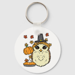 Thanksgiving Owl Pilgrim Cute Fall Autumn Women Gi Key Ring