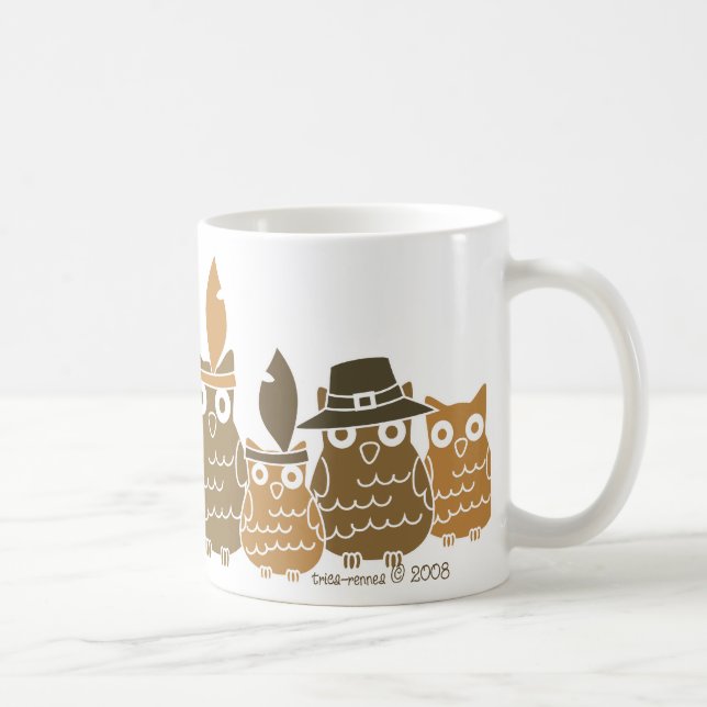 Thanksgiving Owls Coffee Mug (Right)