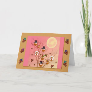 Thanksgiving Owls template card