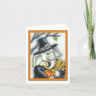 THANKSGIVING PACHYDERM, PILGRIM ELEPHANT Blank Card