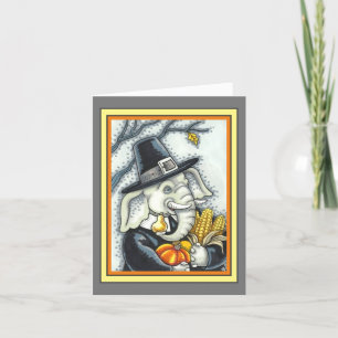 THANKSGIVING PACHYDERM, THANKFUL PILGRIM ELEPHANT HOLIDAY CARD