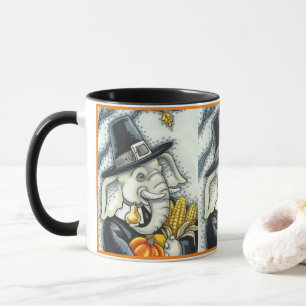 THANKSGIVING PACHYDERM, THANKFUL PILGRIM ELEPHANT MUG