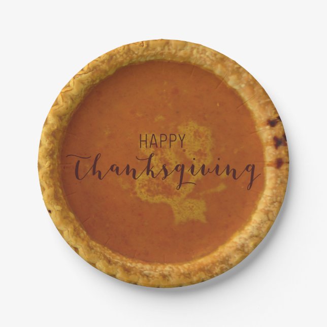 Thanksgiving Paper Plates With Pumpkin Pie (Front)