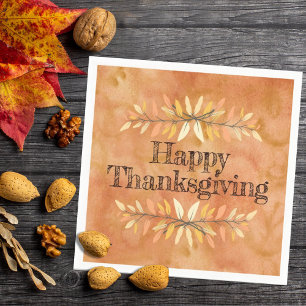 Thanksgiving Party Autumn Color Leaf Border Custom Napkin