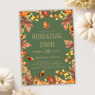 Thanksgiving Party Rustic Friendsgiving Dinner Invitation