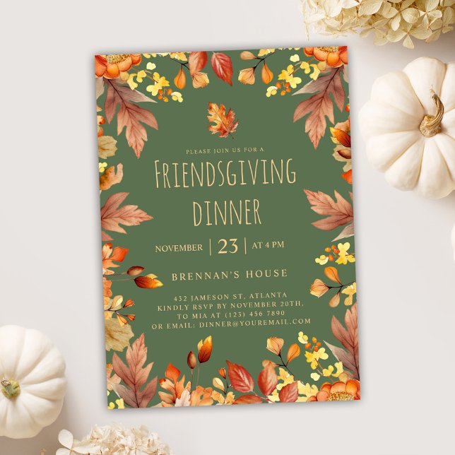 Thanksgiving Party Rustic Friendsgiving Dinner Invitation (Rustic Fall Friendsgiving Dinner Invitation)