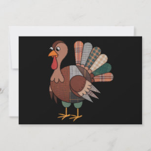 Thanksgiving Patchwork Quilted Turkey Fall Holiday Card