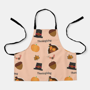 Thanksgiving pattern on pink apron