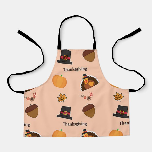 Thanksgiving pattern on pink apron (Front)