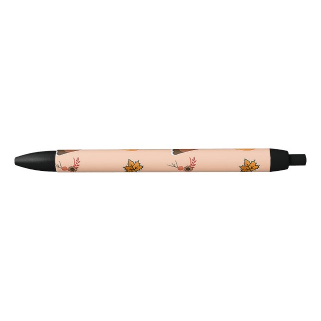 Thanksgiving pattern on pink black ink pen (Front)