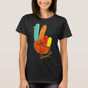 Thanksgiving Peace Love Turkey Grateful Turkey Han T-Shirt