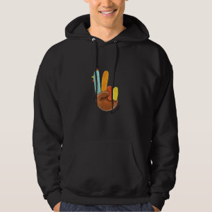 Thanksgiving Peace Sign Turkey Thankful For 1 Hoodie