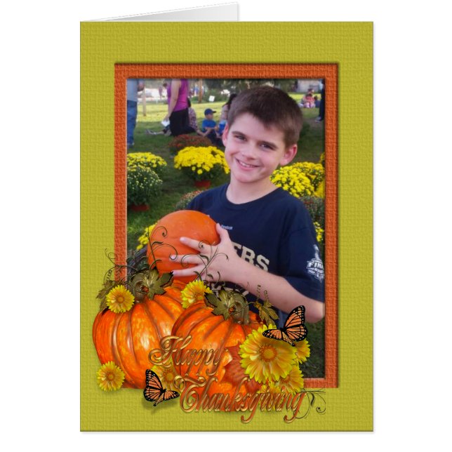 Thanksgiving photo card with pumpkins (Front)