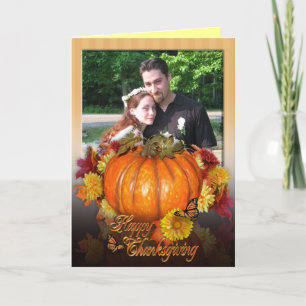 Thanksgiving photo card with pumpkins