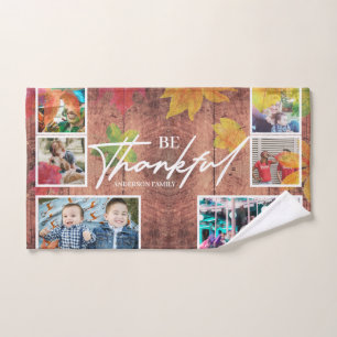Thanksgiving Photo Collage rustic Hand Towel